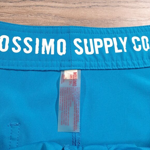Men Mossimo Supply Blue Board Shorts Swim Trunks Drawstring Back Pocket Waist 38 - Picture 4 of 5